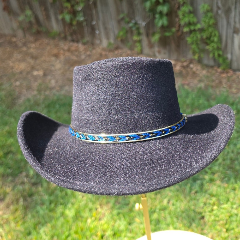 Summit Hat Pigalle Black Felt Cowboy Hat Western Braided Band Size 6 1/4 50